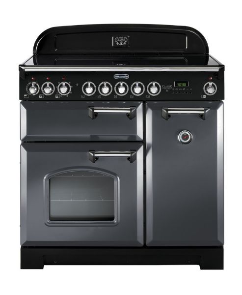 Rangemaster 124190 Classic Deluxe 90 Induction Range Cooker in Slate with Chrome Trim - CDL90EISL/C