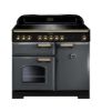 Rangemaster 124220 Classic Deluxe 100 Induction Range Cooker in Slate with Brass Trim - CDL100EISL/B