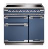 Rangemaster 127190 Elise 90 Induction Range Cooker in Stone Blue with Brushed Nickel Trim - ELS90EISB/