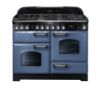 Rangemaster 127240 Classic Deluxe 110 Dual Fuel Range Cooker in  Stone Blue with Chrome Trim -  CDL110DFFSB/C