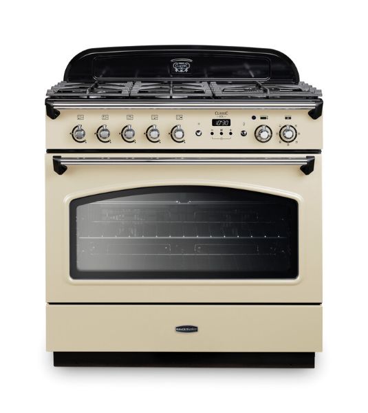 Rangemaster 128230 Classic FX 90 Dual Fuel Range Cooker in Cream with Chrome Trim - CLAS90FXDFFCR/C