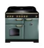 Rangemaster 129560 Classic Deluxe 100 Induction Range Cooker in  Mineral Green with Brass Trim - CDL100EIMG/B