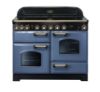 Rangemaster 129610 Classic Deluxe 110 Induction Range Cooker in Stone Blue with Brass Trim - CDL110EISB/B