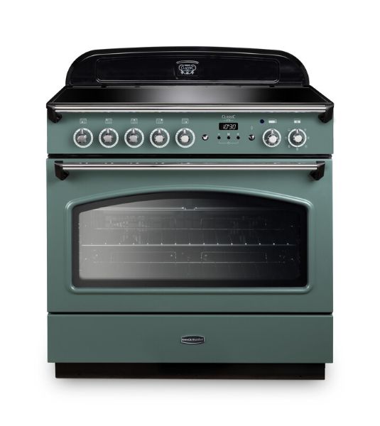 Rangemaster 131700 Classic FX 90 Induction Range Cooker in Mineral Green with Chrome Trim - CLAS90FXEIMG/C