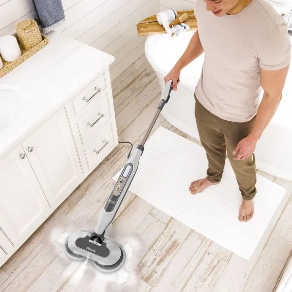 Shark S8201UK Steam & Scrub Automatic Steam Mop with Steam Blaster  - White_bathroom floor