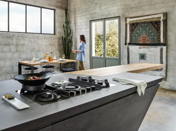 Elica NT-FLAME-BLK-RC NikolaTesla FLAME 80cm Gas Hob in Black - Recirculating_wok burner