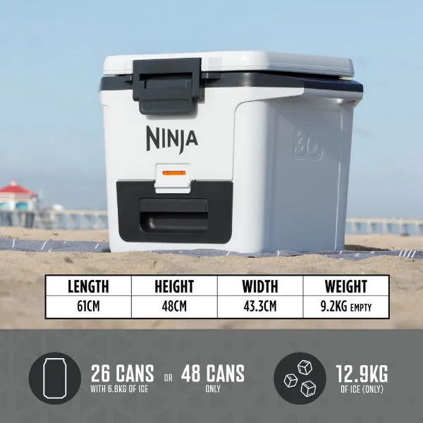 Ninja FB131UKWH FrostVault 30QT/28L Hard Cooler with Dry Zone - White_dimensions
