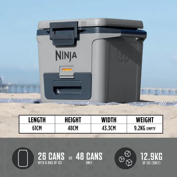 Ninja FB131UKGY FrostVault 30QT/28L Hard Cooler with Dry Zone - Slate Grey_dimensions