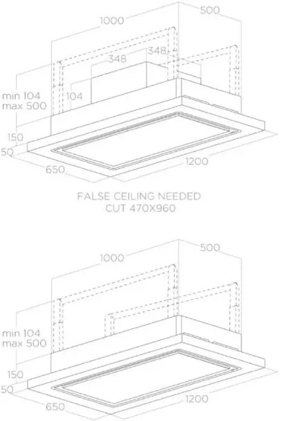 Elica LULL-AT-NAT-RC Lullaby 90cm Cooker Hood in Natural Wood - Recirculating_dimensions