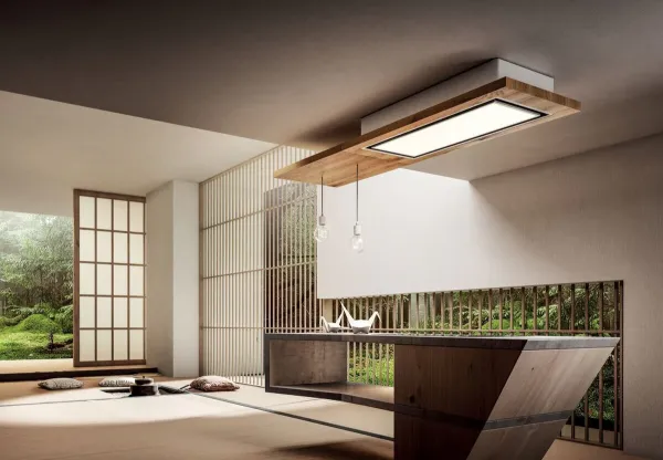 Elica LULL-AT-NAT-RC Lullaby 90cm Cooker Hood in Natural Wood - Recirculating_room view1