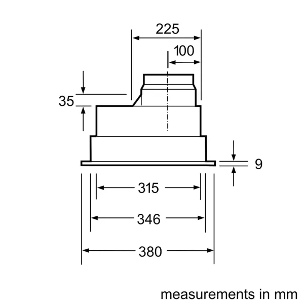 Neff D5645X0GB Integrated Cooker Hood_side view dimensions