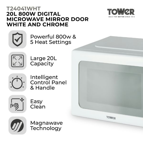 Tower T24041WHT 20L 700W Freestanding Microwave_specs