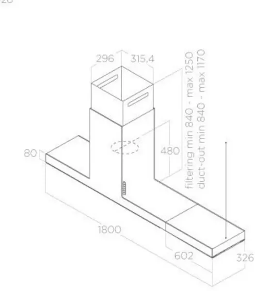 Elica HAIKU-ISL-180-WH Haiku Island 180cm Cooker Hood in White_dimensions