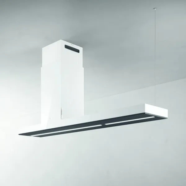 Elica HAIKU-ISL-180-WH Haiku Island 180cm Cooker Hood in White_angled view