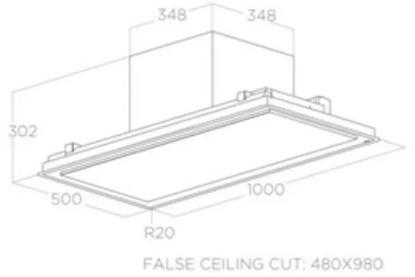 Elica ILLUS-PLS-30-BK Illusion Plus 30cm Cooker Hood in Black_dimensions