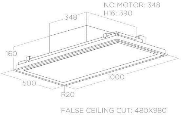 Elica ILLUS-PLS-16-CS Illusion Plus 16cm Cooker Hood in Stainless Steel_dimensions