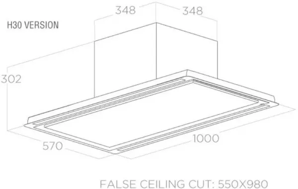 Elica HILIGHT-X-30-BLK HiLight 30cm High Cooker Hood in Black Lacquered Steel_dimensions