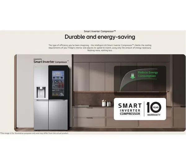LG GSXE91BSAD Side By Side 91.3cm Non Plumbed - Fridge Freezer - Brushed Steel_energy saving
