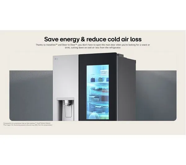 LG GSXE91BSAD Side By Side 91.3cm Non Plumbed - Fridge Freezer - Brushed Steel_save energy