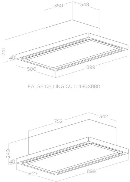 Elica CLOUD-SEVEN-DO Cloud Seven 90cm Cooker Hood in Stainless Steel- Duct Out_dimensions