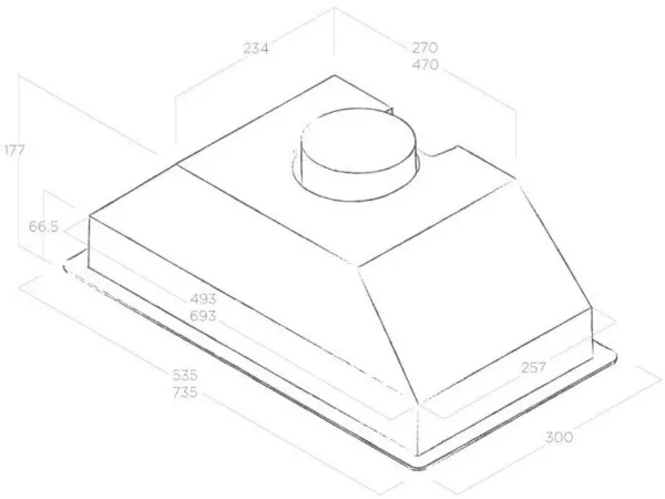 Elica ERA-LUX-WH-60 Built-in Lux Chimney Hood in White_dimensions