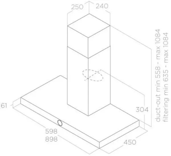 Elica ALPHA 90cm Cooker Hood In Black_diagram