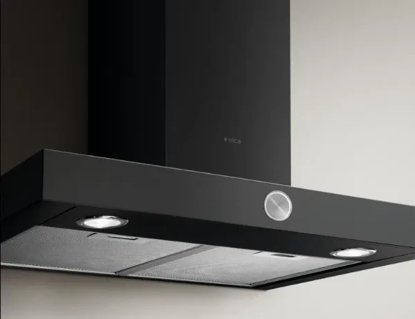 Elica ALPHA 90cm Cooker Hood In Black_close
