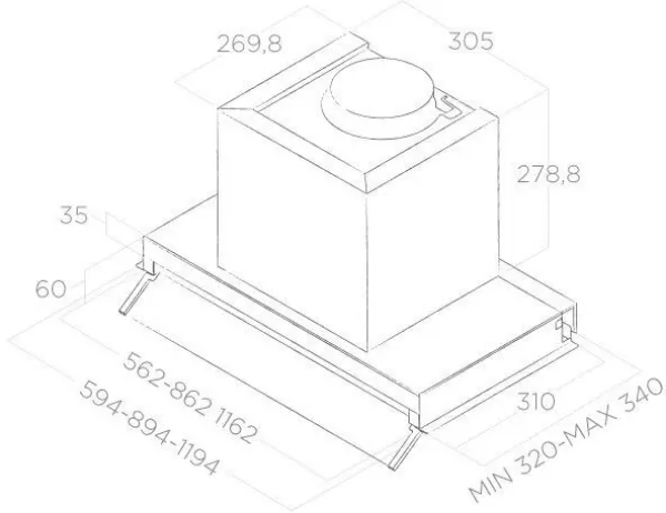Elica BOXIN-LX-120 Boxin LUX 120cm Cooker Hood in Stainless Steel_dimensions