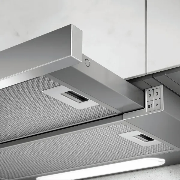 Elica ELITE14-LED-90 90cm Wide Telescopic Hood in Grey and Stainless Steel_close