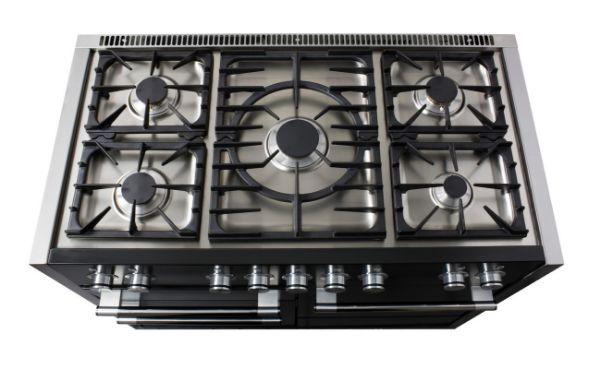 Mercury MCY1200DFAB 92950 1200 Dual Fuel Range Cooker in Ash Black (Satin) with Chrome Trim_hob