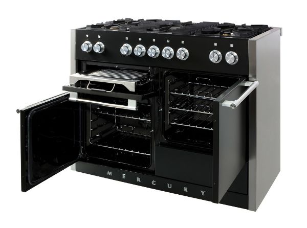 Mercury MCY1200DFAB 92950 1200 Dual Fuel Range Cooker in Ash Black (Satin) with Chrome Trim_open doors