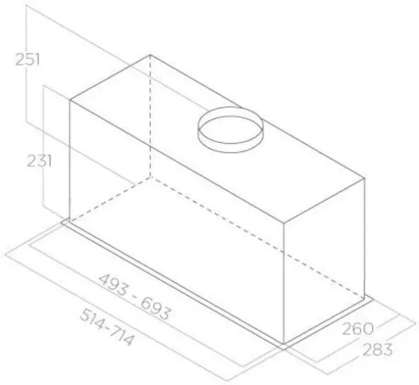 Elica FOLD-GR-80 Fold 80cm Wide Canopy Hood in Grey_dimensions