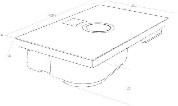 Elica NT-SWITCH-WH-DO NikolaTesla SWITCH 83cm Induction Hob in White - Duct Out_dimensions