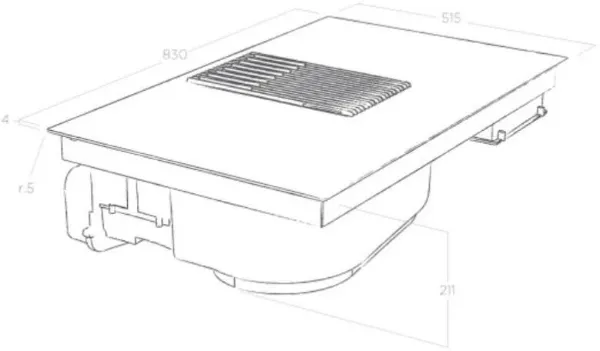 Elica NT-LIBRA-BLK-RC NikolaTesla LIBRA 80cm Induction Hob in Black - Recirculating_dimensions
