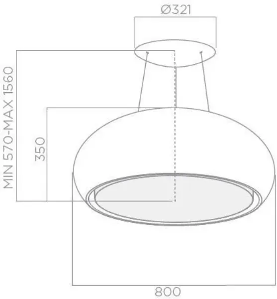 Elica PEARL-WH-MATT Pearl 80cm Wide Ceiling Cooker Hood in Matt White_dimensions