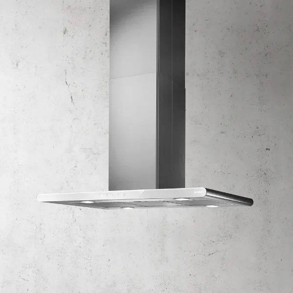 Elica GXY-ISL-LED-WH 90cm Galaxy Island LED Rangehood in Stainless Steel/White Glass_main