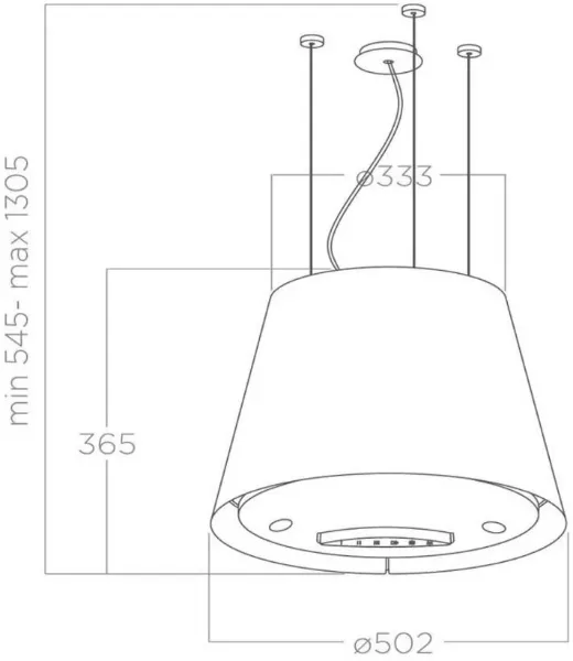 Elica EASY-UX-BLK 50cm Wide Ceiling Mounted Hood in Black_dimensions