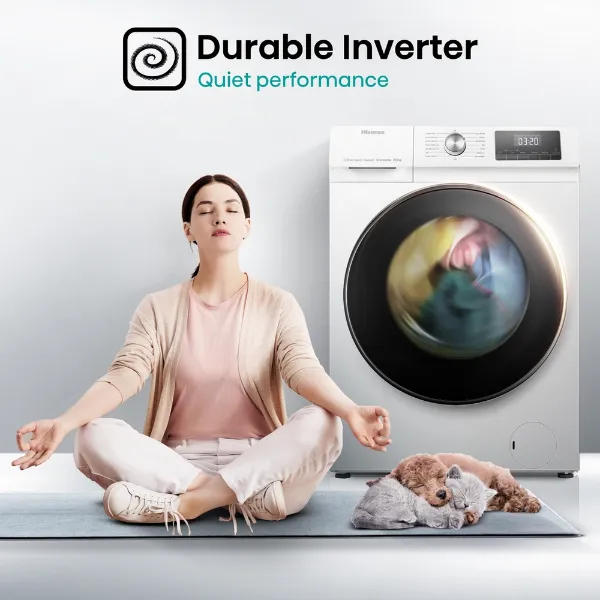 Hisense WDQA8014EVJM 8kg/5kg 1400 Spin  Washer Dryer - White_durable inverter