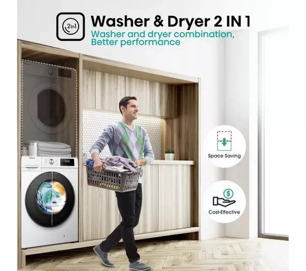 Hisense WDQA8014EVJM 8kg/5kg 1400 Spin  Washer Dryer - White_2 in 1