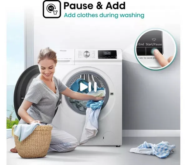 Hisense WDQA8014EVJM 8kg/5kg 1400 Spin  Washer Dryer - White_pause and add