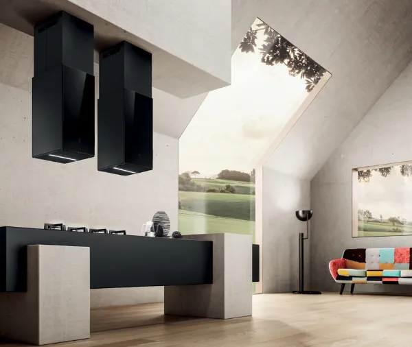 Elica HAIKU-ISL-32-BLK 32cm Haiku Island Cooker Hood in Black_kitchen view
