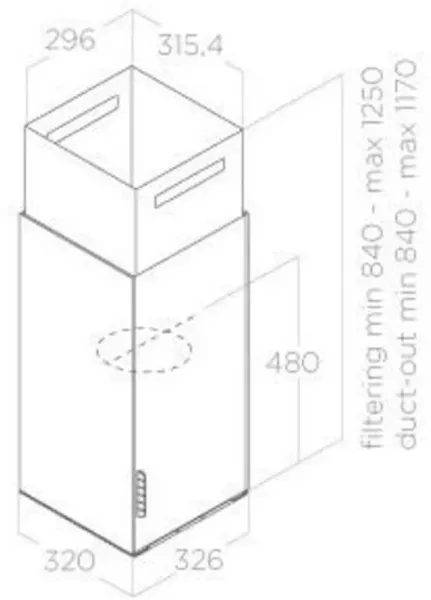 Elica HAIKU-ISL-32-SS 32cm Haiku Island Cooking Hood in Stainless Steel_dimensions