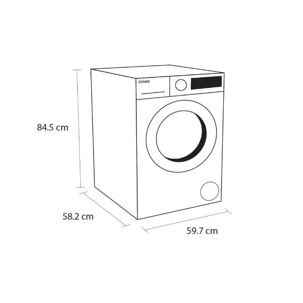 Sensis WMF01914AW 9kg 1400 Spin Washing Machine - White_dimensions