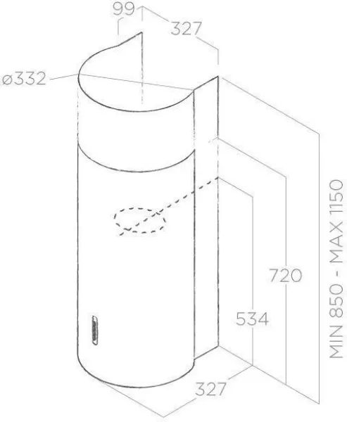 Elica STONE 32cm Canopy Hood in Stainless Steel _dimensions
