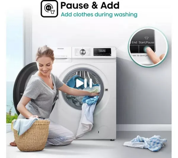 Hisense WFQA9014EVJM 9kg 1400 Spin  Washing Machine - White_pause and add
