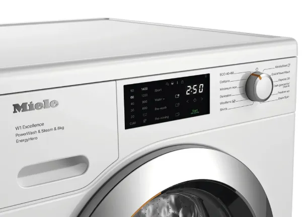 Miele WEE385 WCS 8kg 1400 Spin Washing Machine - Lotus White_control panel