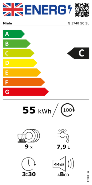 Miele G5740 SC Freestanding Slimline Dishwasher in White_energy rating