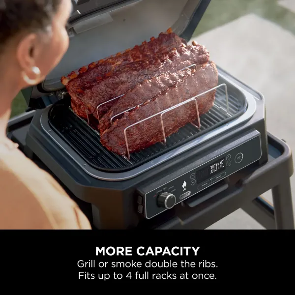 Ninja XSKOGXLRBRKEU Woodfire XL Electric BBQ Rib Rack - Silver_more capacity