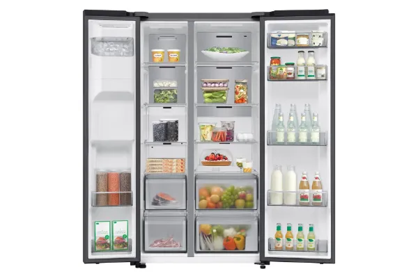 Samsung RS70F66KCFEU 91cm Side by Side American Fridge Freezer - Black_interior full