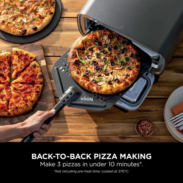 Ninja MO201UK Electric Outdoor Pizza Oven & Air Fryer_back to back pizza making